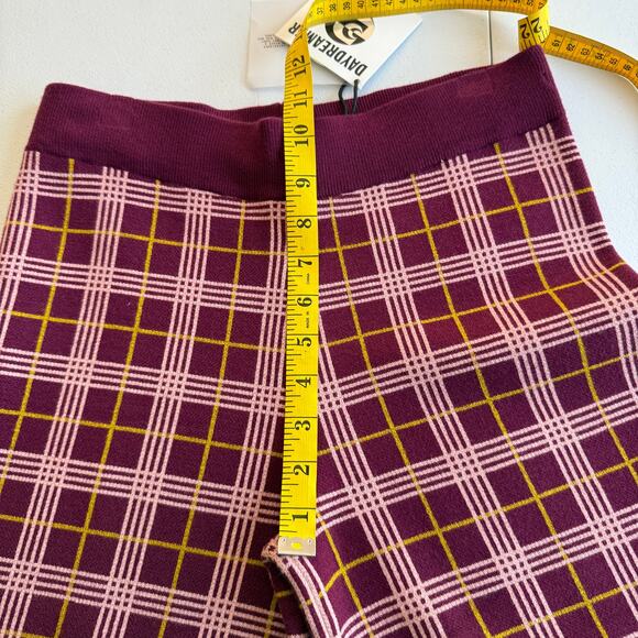 Daydreamer Pants Women Medium Burgundy knit Plaid cropped Dark Academia Preppy - Picture 7 of 14